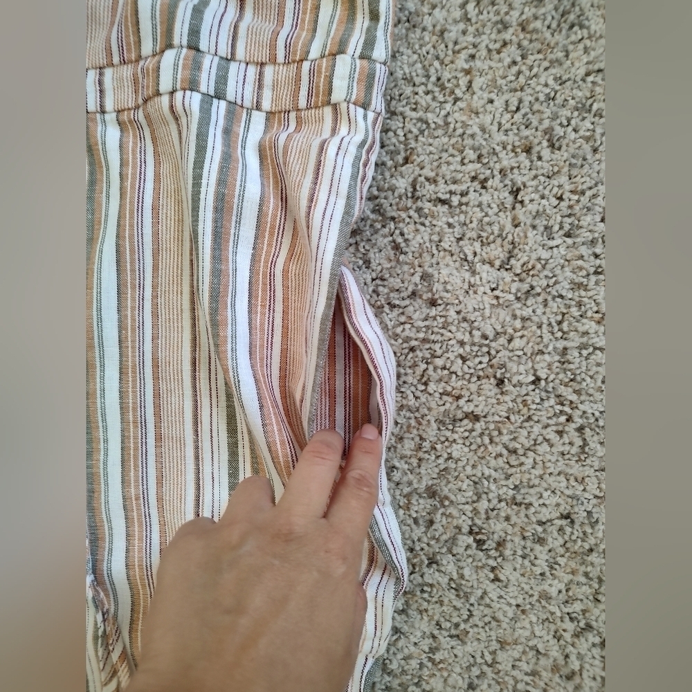 Drew Anthropologie Striped Linen Blend Sleeveless Raw Hem Jumpsuit - Picture 5 of 9